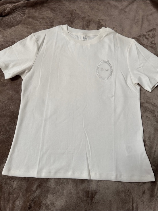 Dior Tops - Dior White Embroidered Crest Tee